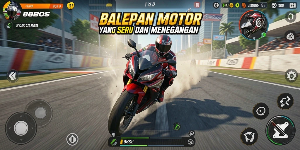 Screenshot gameplay 88BOS menampilkan aksi balap yang mendebarkan.