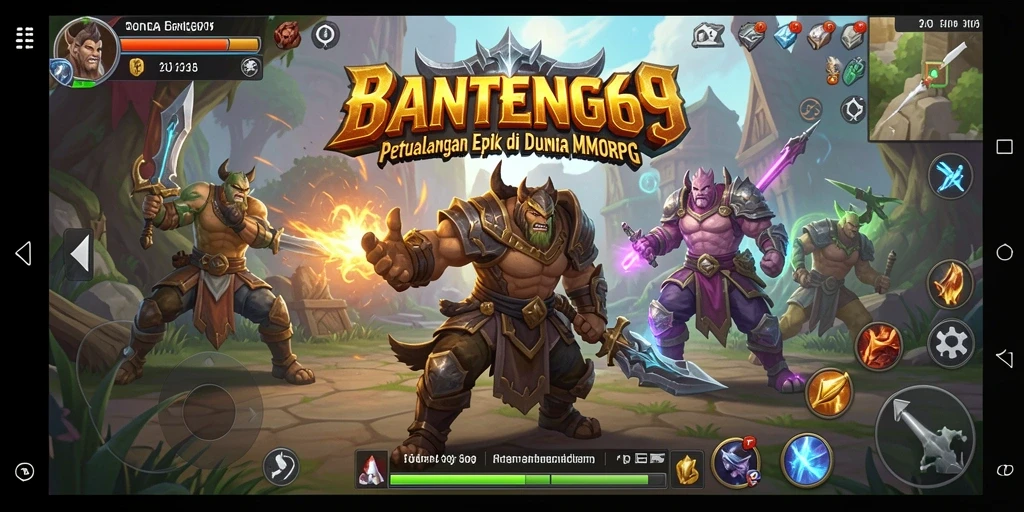 Screenshot gameplay BANTENG69 menampilkan karakter dalam pertarungan epik.