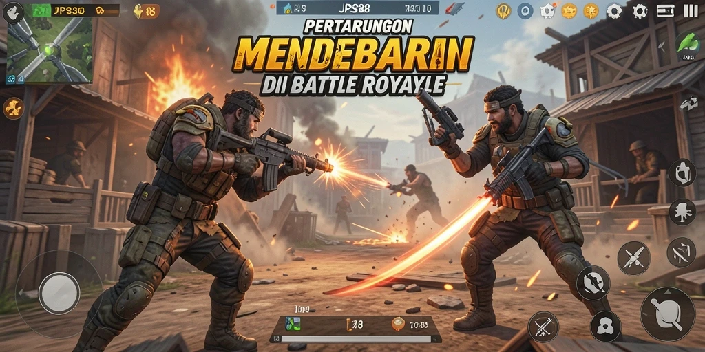 Gameplay battle royale yang menegangkan dan menantang.