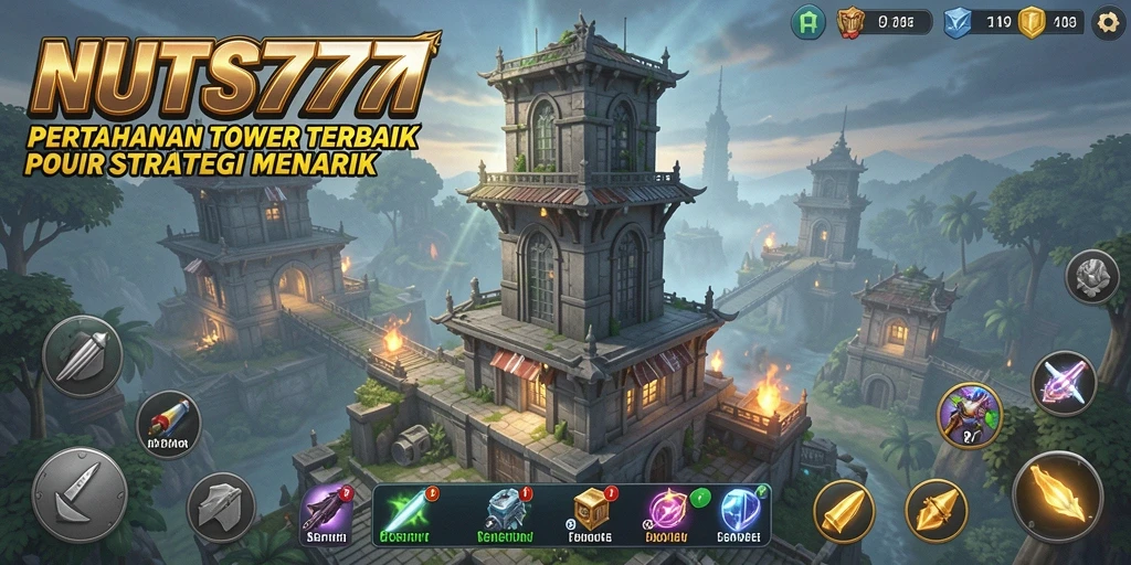 Screenshot NUTS777 menampilkan aksi seru dalam permainan Tower Defense.