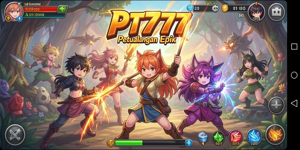 Gameplay PT777 yang menampilkan pertarungan karakter Anime.