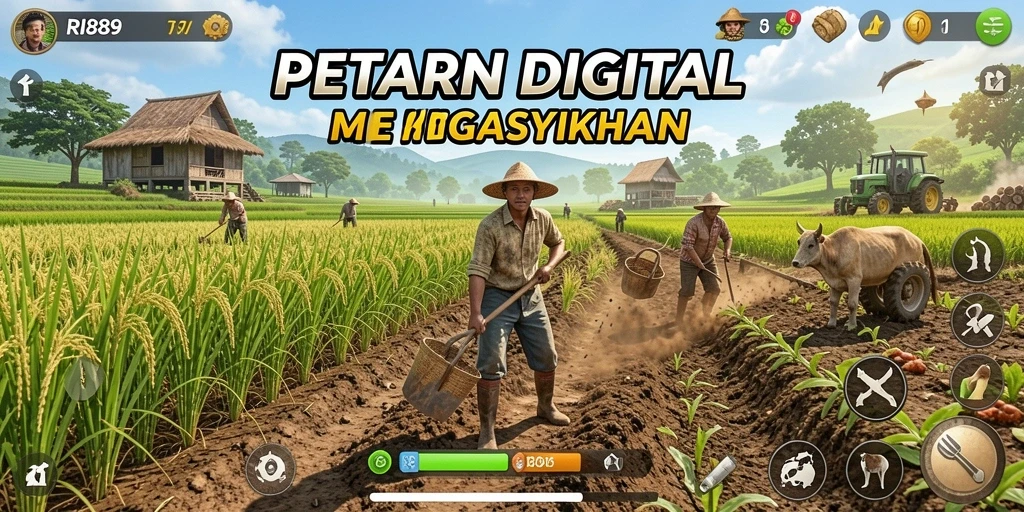 Tampilan gameplay RI889 yang seru dan interaktif dalam dunia pertanian.