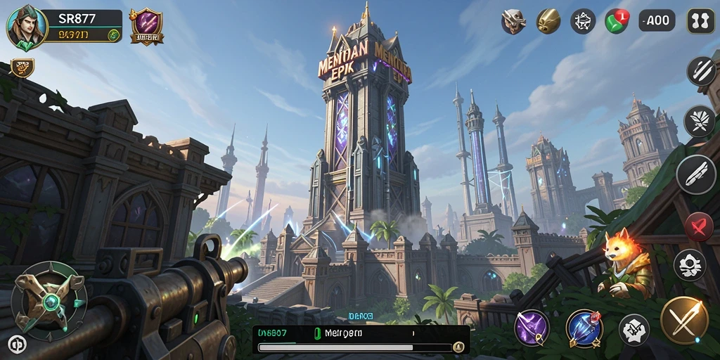 Tampilan visual menakjubkan dari gameplay SR877 Tower Defense.